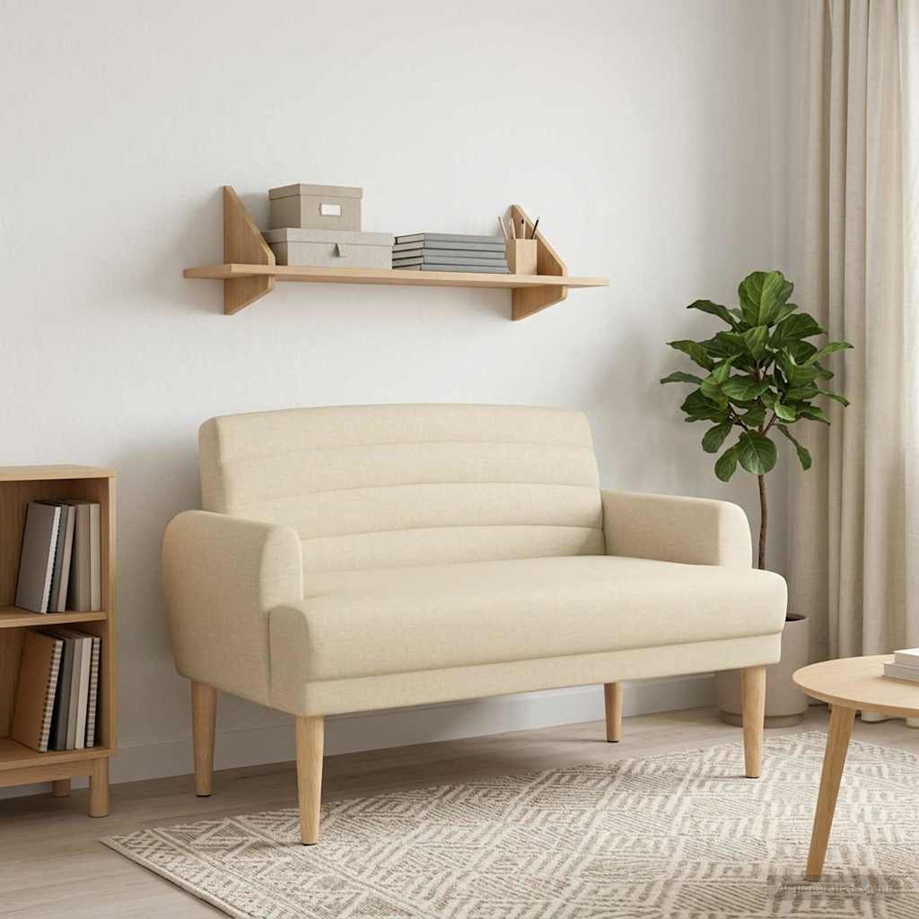 Loveseat Med Knapprapport Gräddvit 116 X 67 X 80 Cm Tyg