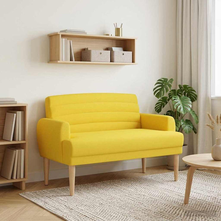 Loveseat Med Knapprapport Ljus Gul 116 X 67 X 80 Cm Tyg