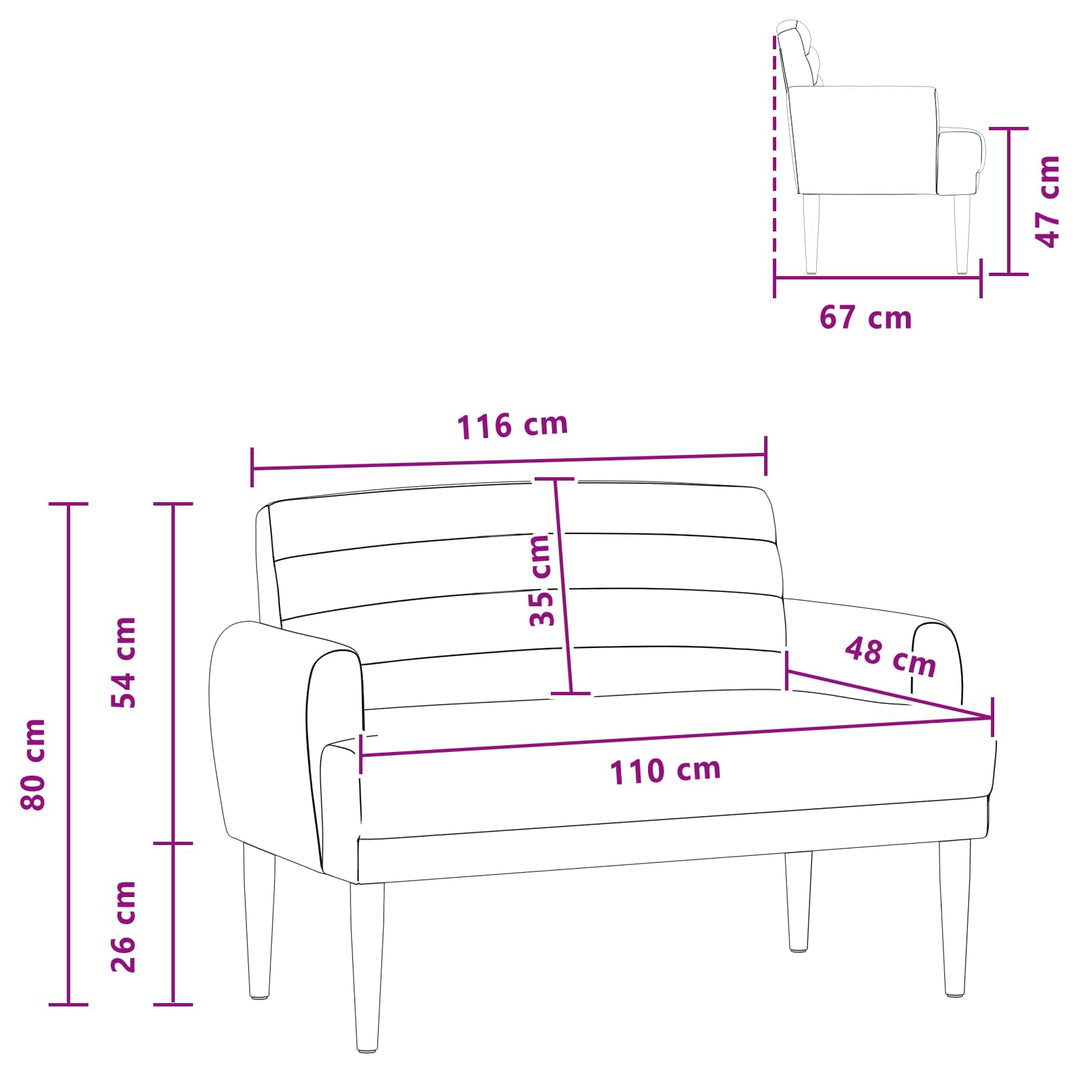Loveseat Med Knapprapport Rosa 116 X 67 X 80 Cm Tyg