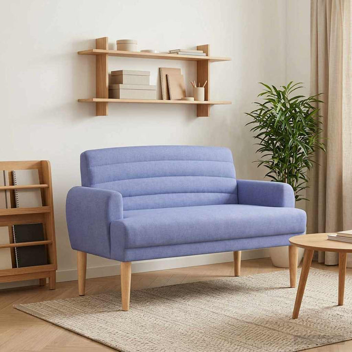 Loveseat Med Knapprapport Jeansblå 116 X 67 X 80 Cm Tyg