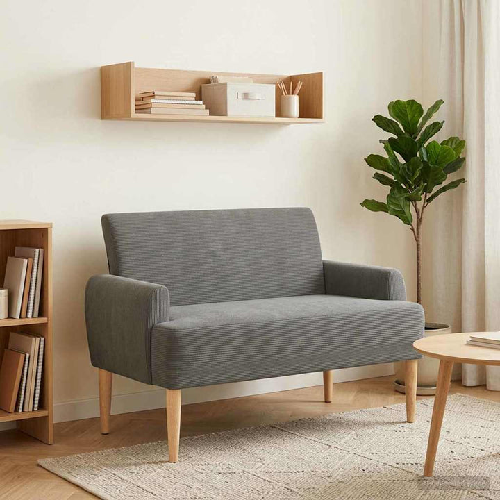 Loveseat Med Knapprapport Mörkgrå 116 X 67 X 81 Cm Kordread Tyg