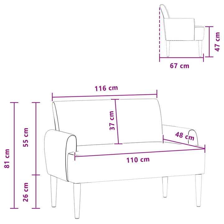 Loveseat Med Knapprapport Mörkgrå 116 X 67 X 81 Cm Kordread Tyg