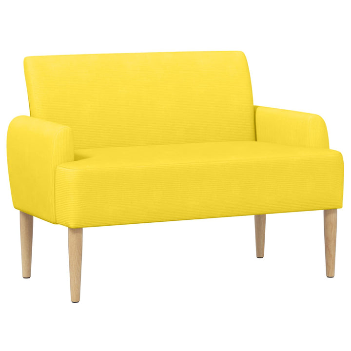 Loveseat Med Knapprapport Ljusgul 116 X 67 X 81 Cm Kordread Tyg