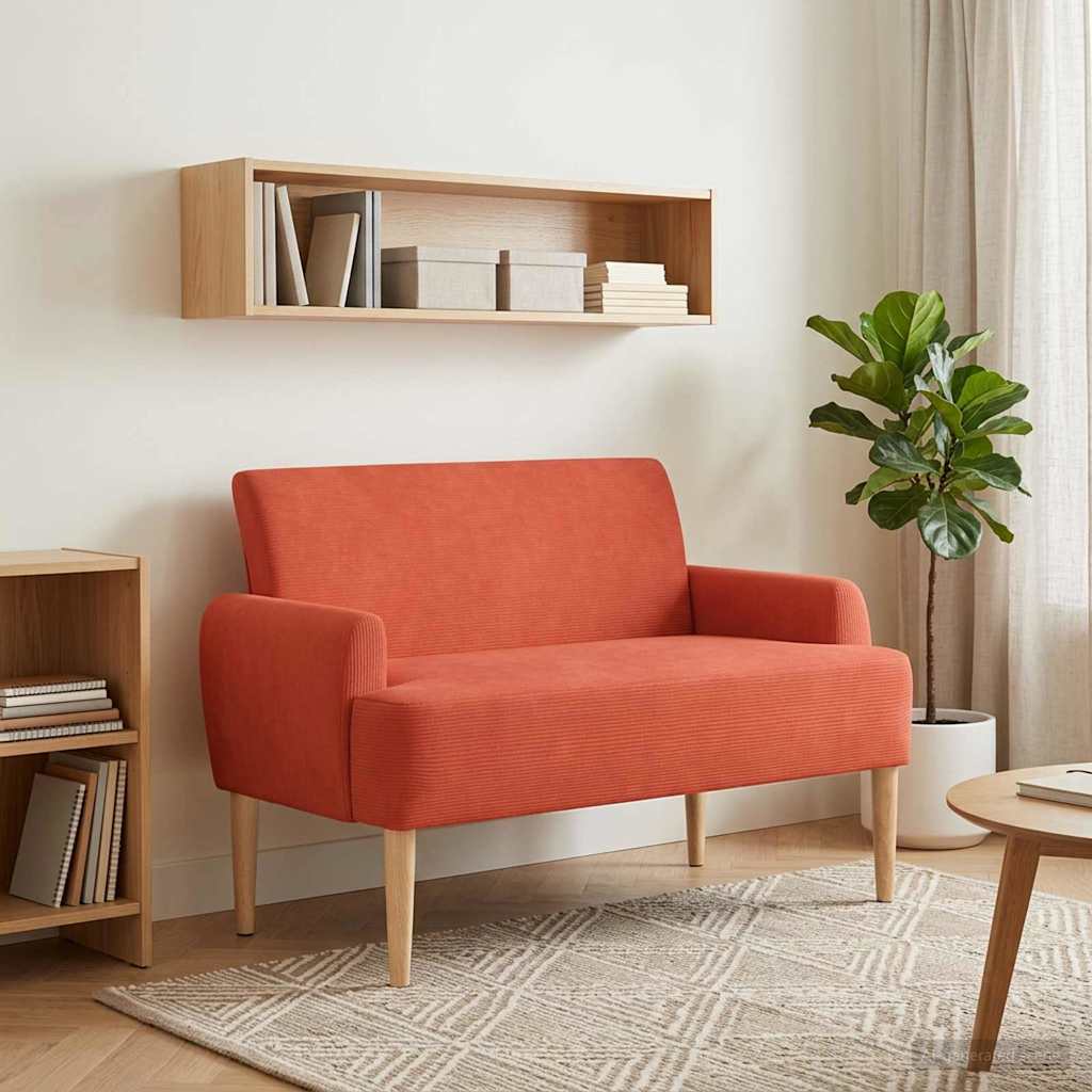Loveseat Med Knapprapport Röd Orange 116 X 67 X 81 Cm