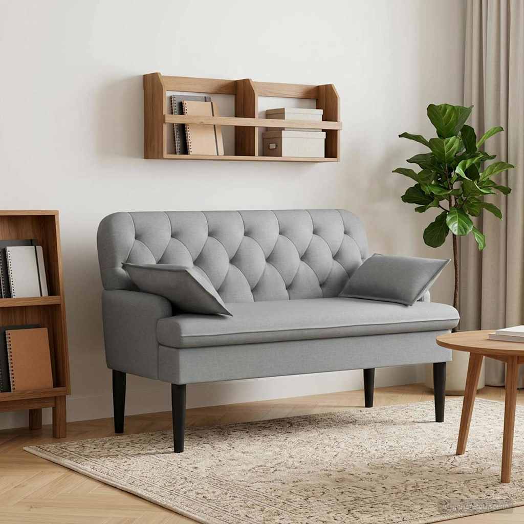 Loveseat Med Knapprapport Ljusgrå 111 X 68 X 80 Cm Tyg