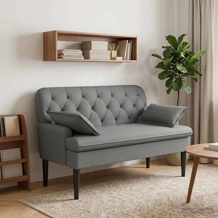 Loveseat Med Knapprapport Mörkgrå 111 X 68 X 80 Cm Tyg