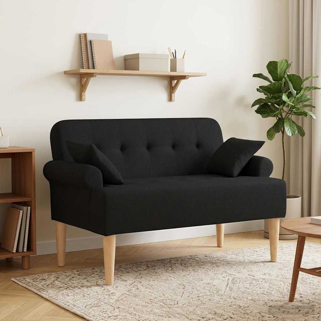 Loveseat Med Knapprapport Svart 120 X 65 X 79 Cm Tyg