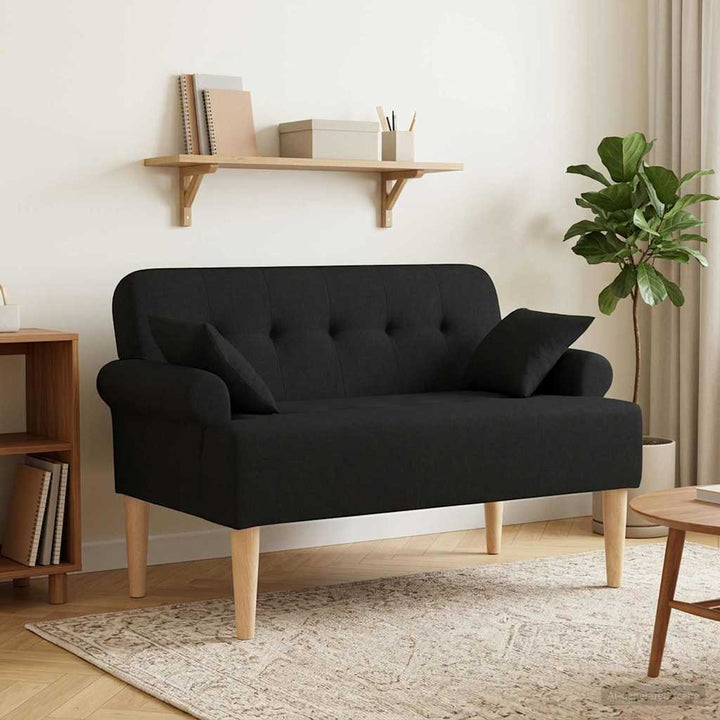Loveseat Med Knapprapport Svart 120 X 65 X 79 Cm Tyg