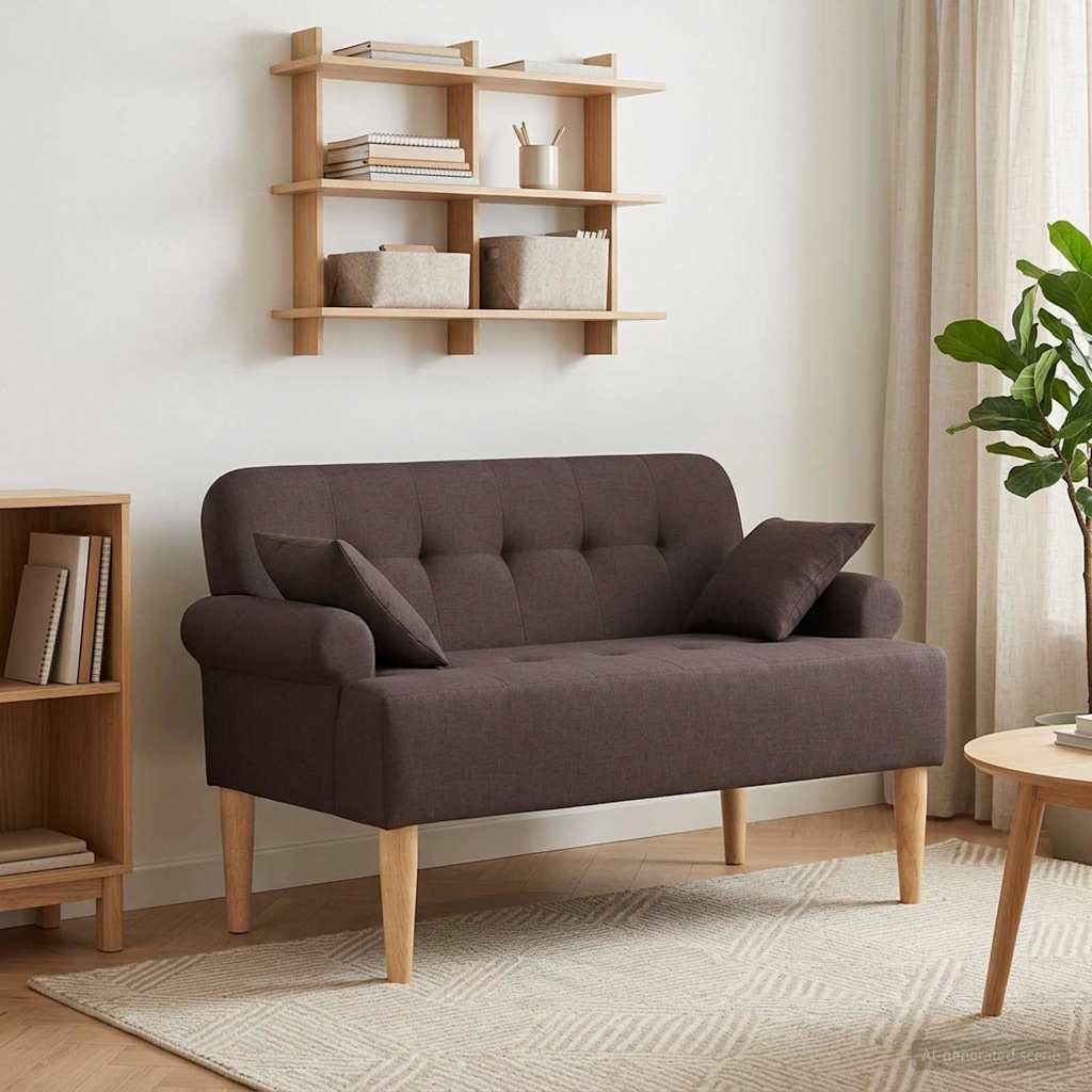 Loveseat Med Knapprapport Mörkbrun 120 X 65 X 79 Cm Tyg