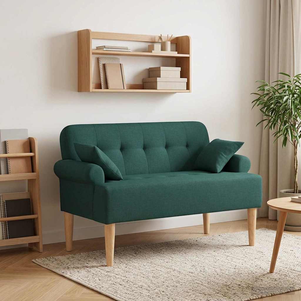 Loveseat Med Knapprapport Mörkgrön 120 X 65 X 79 Cm Tyg