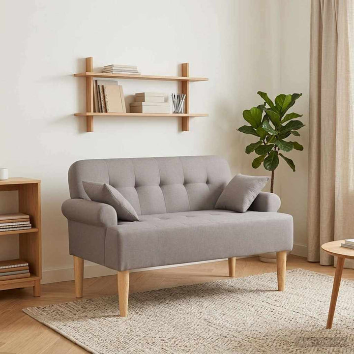 Loveseat Med Knapprapport Taupe 120 X 65 X 79 Cm Tyg