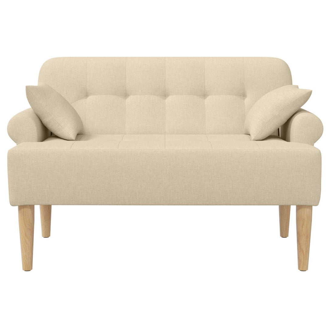Loveseat Med Knapprapport Gräddvit 120 X 65 X 79 Cm Tyg