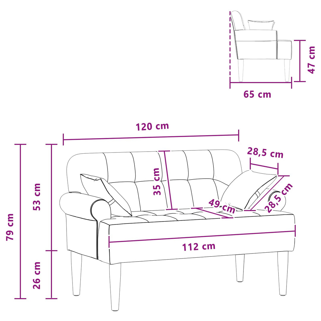 Loveseat Med Knapprapport Ljus Gul 120 X 65 X 79 Cm Tyg