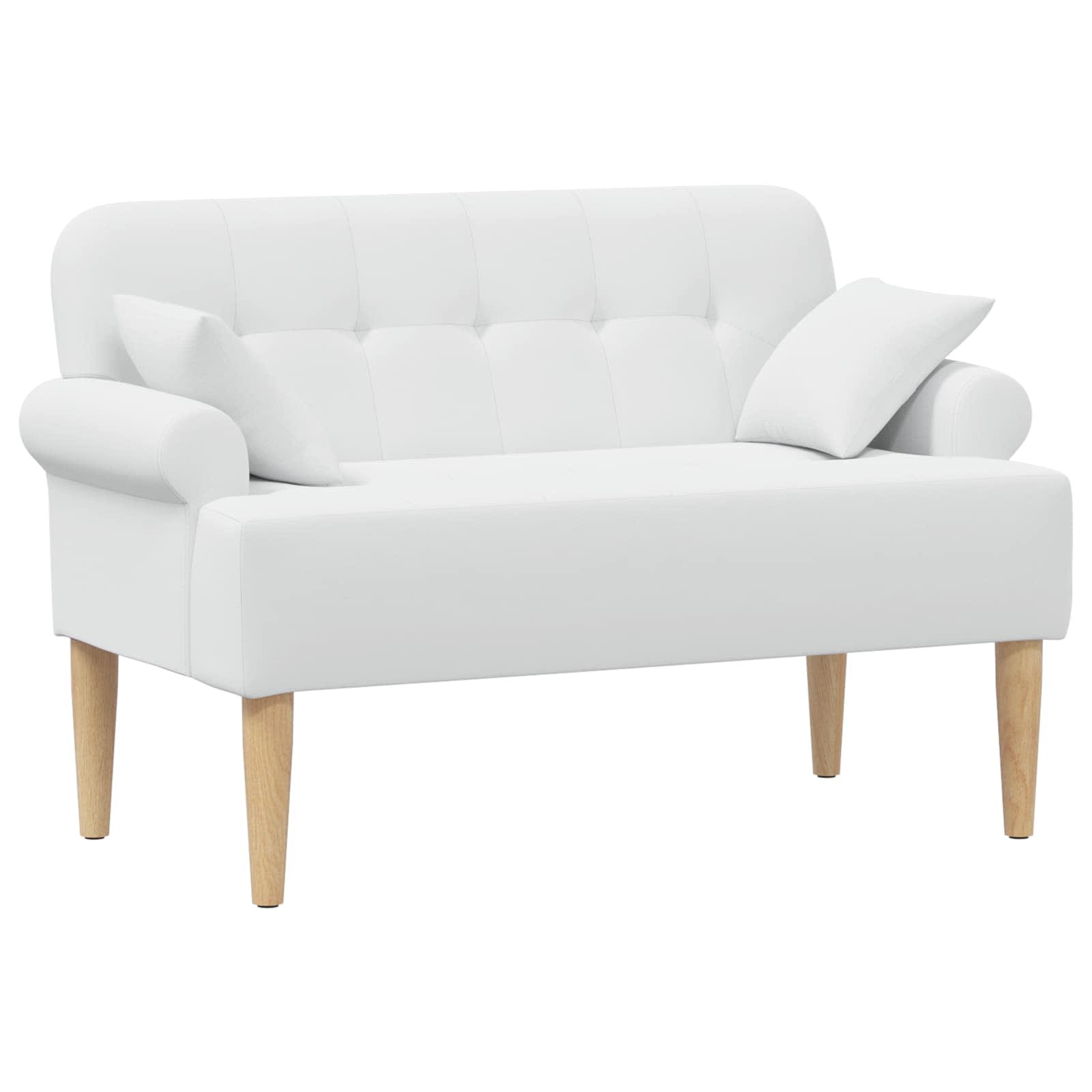 Loveseat Med Knapprapport Vit 120 X 65 X 79 Cm Tyg