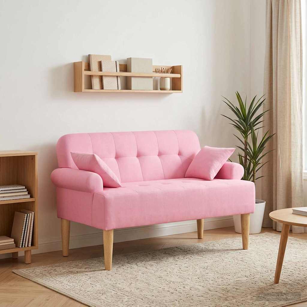 Loveseat Med Knapprapport Rosa 120 X 65 X 79 Cm Tyg