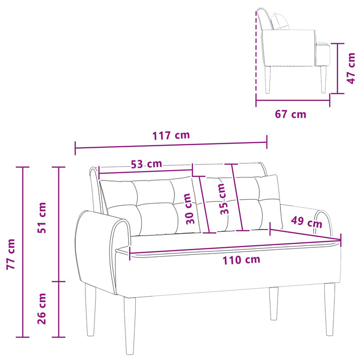 Loveseat Med Knapprapport Svart 117 X 67 X 77 Cm Bouclé