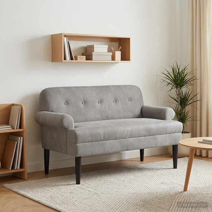 Loveseat Med Knapprapport Ljusgrå 120 X 66 X 78 Cm Sammet (V)
