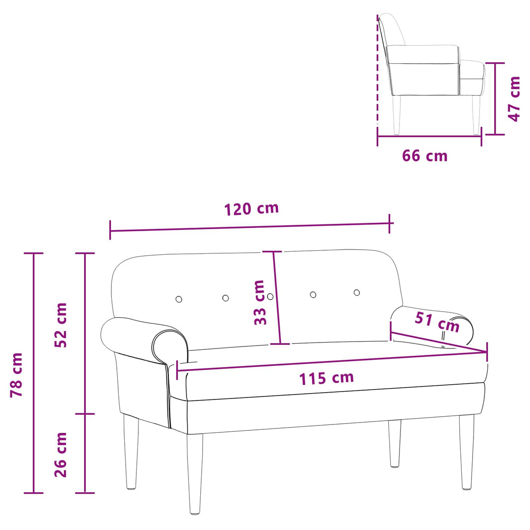 Loveseat Med Knapprapport Ljusgrå 120 X 66 X 78 Cm Sammet (V)