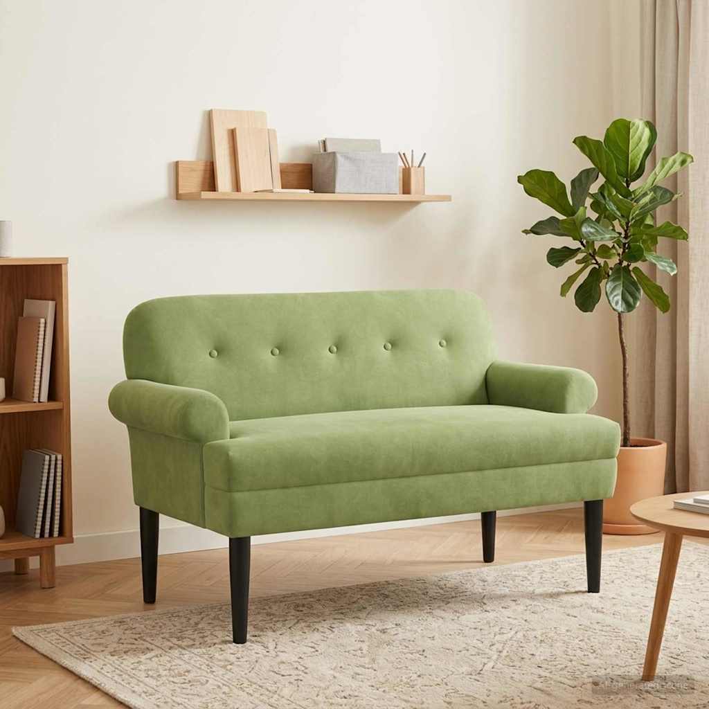 Loveseat Med Knapprapport Ljusgrön 120 X 66 X 78 Cm Sammet (V)
