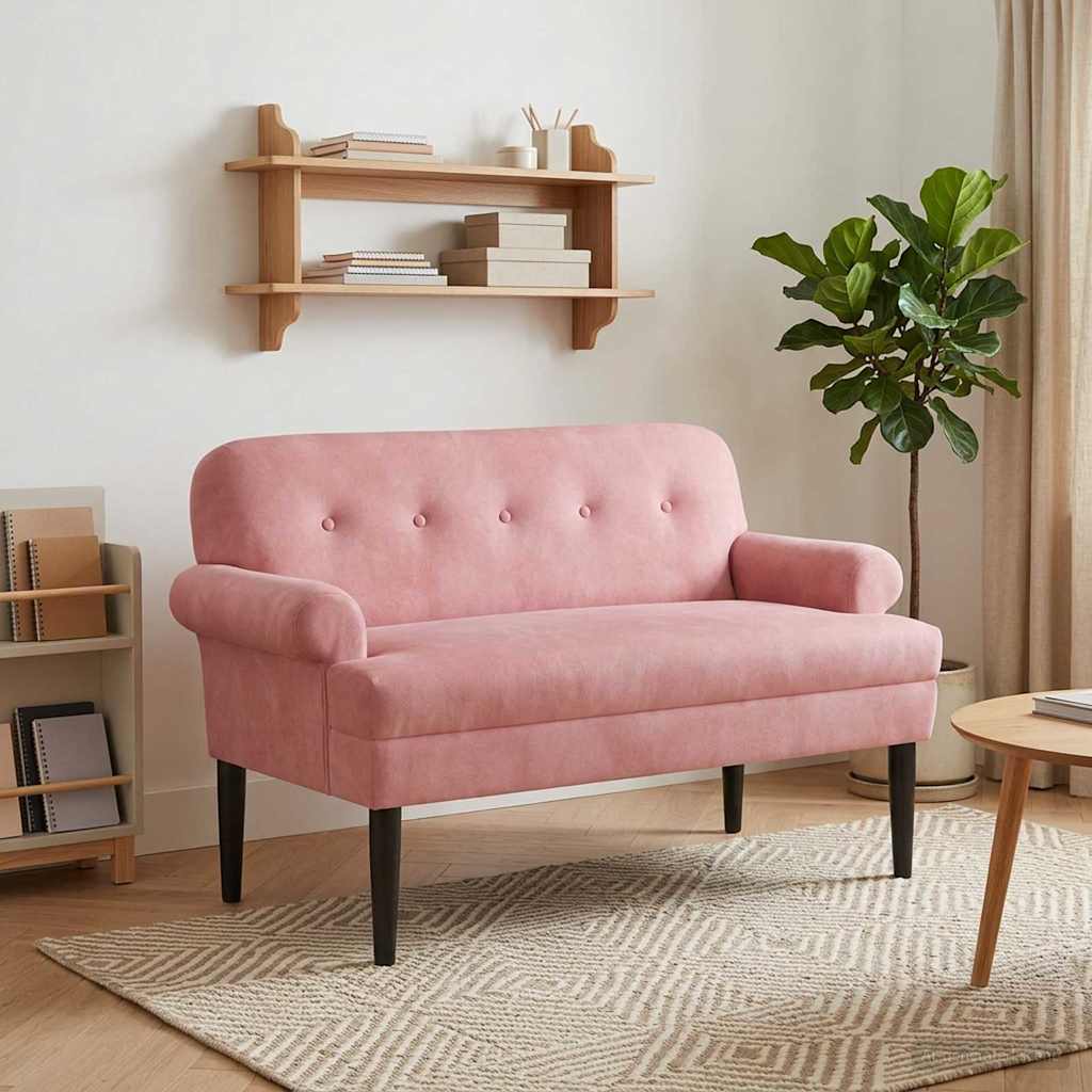 Loveseat Med Knapprapport Rosa 120 X 66 X 78 Cm Sammet (V)