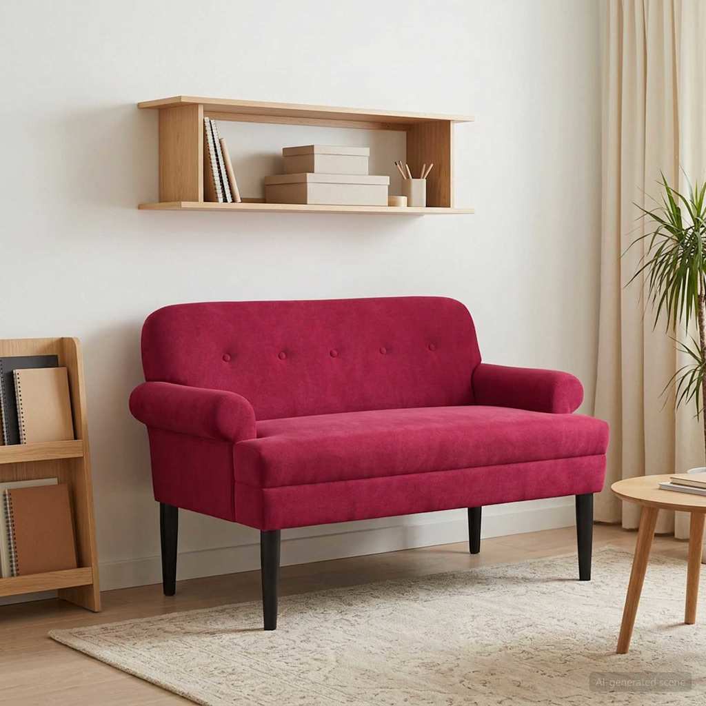 Loveseat Med Knapprapport Vinröd 120 X 66 X 78 Cm Sammet (V)