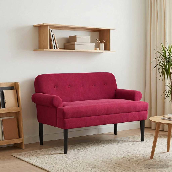 Loveseat Med Knapprapport Vinröd 120 X 66 X 78 Cm Sammet (V)