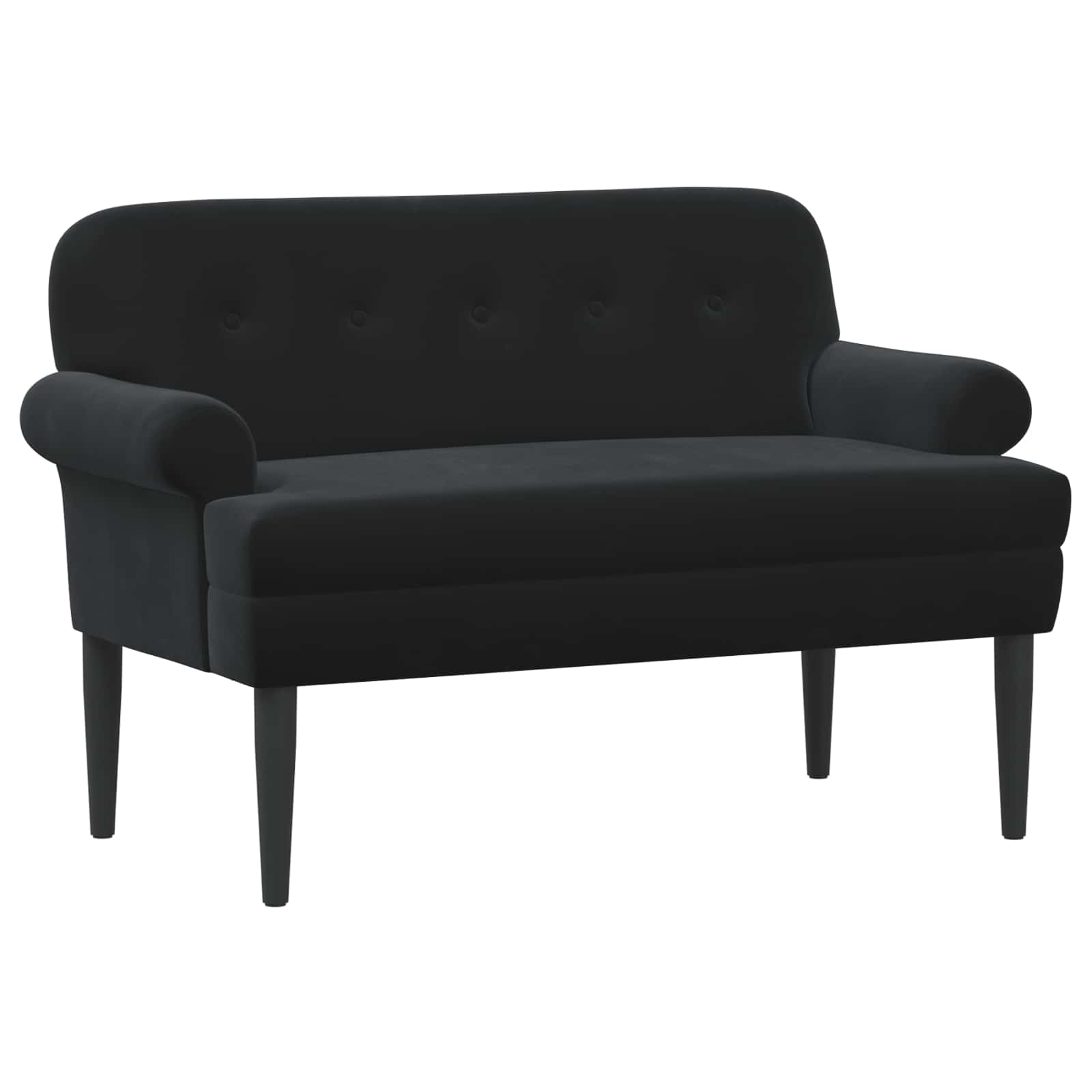 Loveseat Med Knapprapport Svart 120 X 66 X 78 Cm Sammet (V)