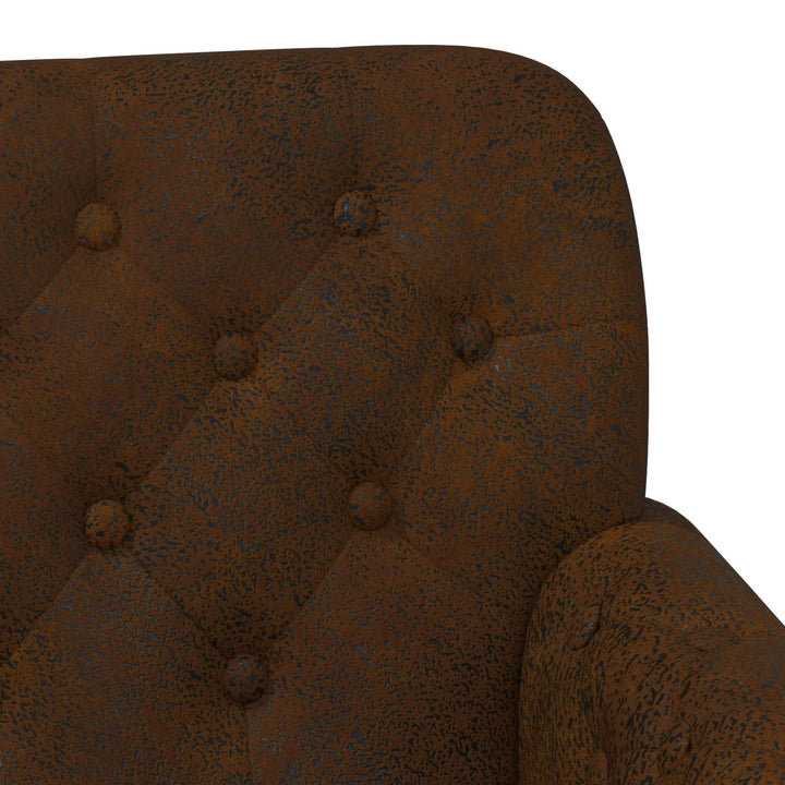 Loveseat Med Knapprapport Brun 120 X 65 X 78 Cm Faux Mockaläder