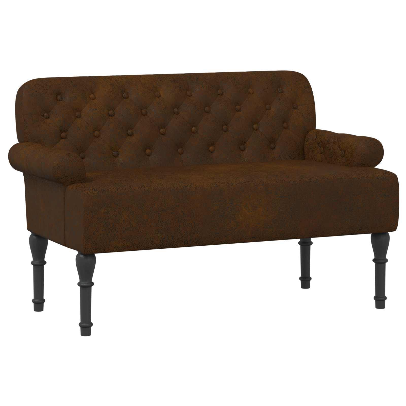 Loveseat Med Knapprapport Brun 120 X 65 X 78 Cm Faux Mockaläder