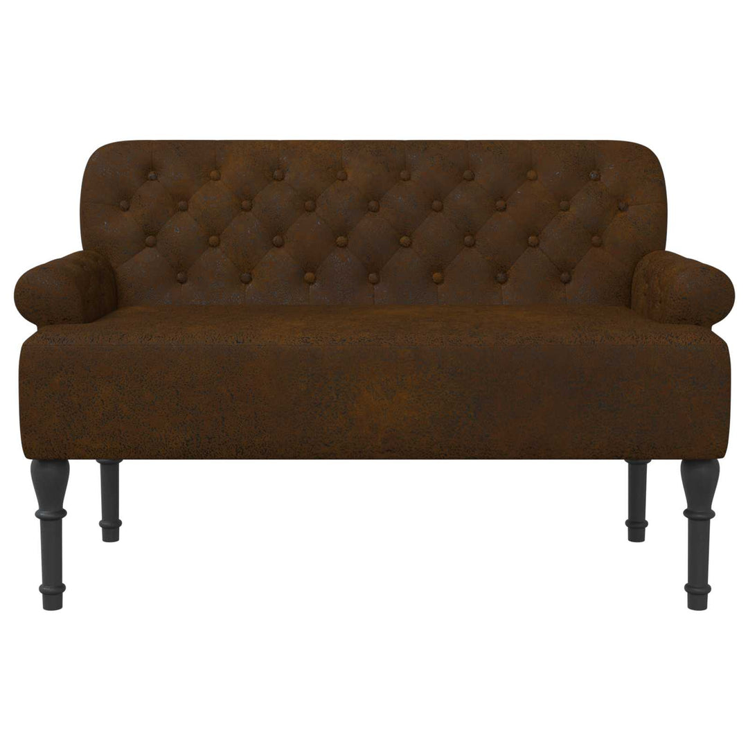 Loveseat Med Knapprapport Brun 120 X 65 X 78 Cm Faux Mockaläder