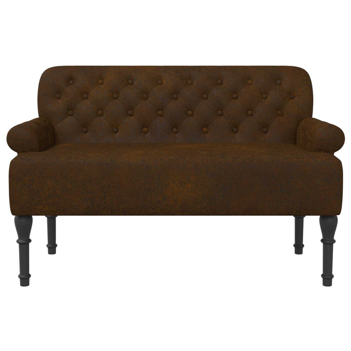 Loveseat Med Knapprapport Brun 120 X 65 X 78 Cm Faux Mockaläder