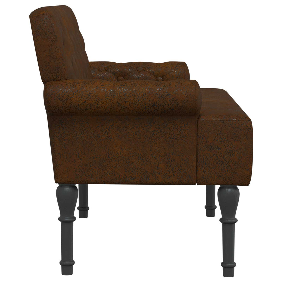 Loveseat Med Knapprapport Brun 120 X 65 X 78 Cm Faux Mockaläder