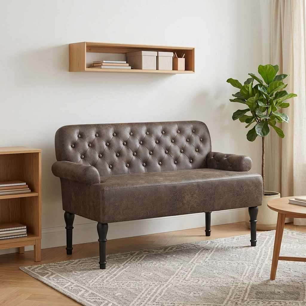 Loveseat Med Knapprapport Mörkgrå 120 X 65 X 78 Cm