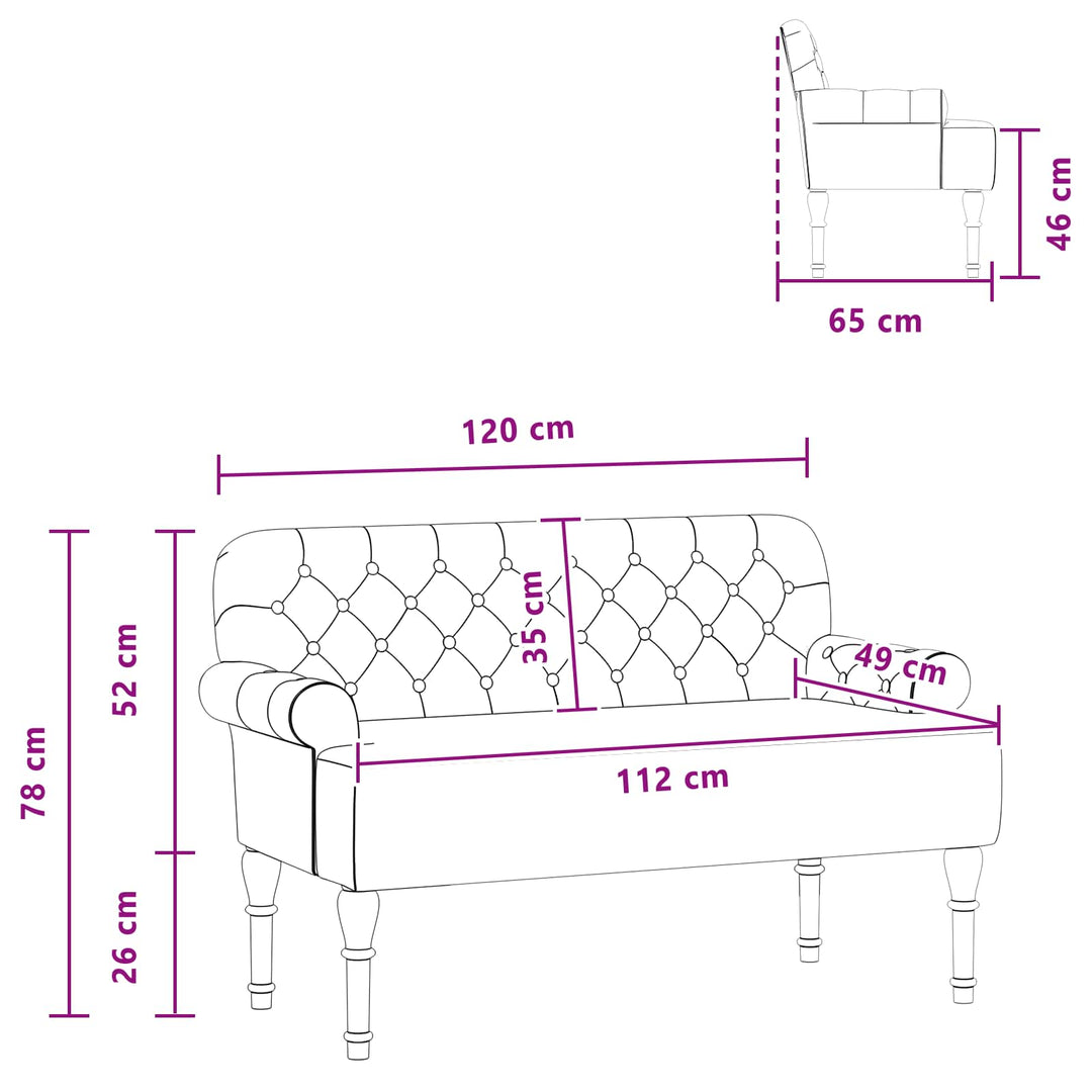 Loveseat Med Knapprapport Mörkgrå 120 X 65 X 78 Cm