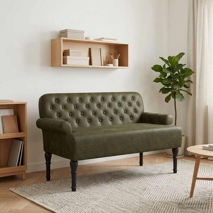Loveseat Med Knapprapport Armégrön 120 X 65 X 78 Cm