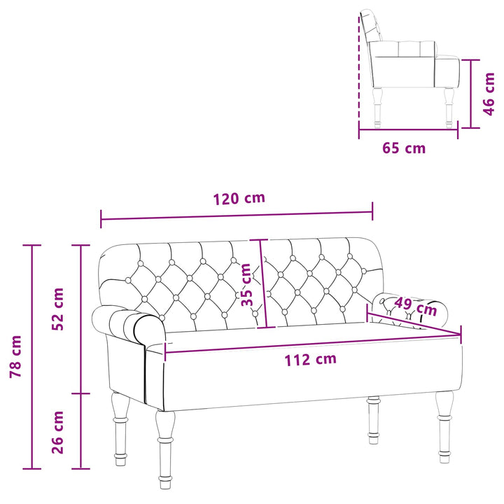 Loveseat Med Knapprapport Armégrön 120 X 65 X 78 Cm