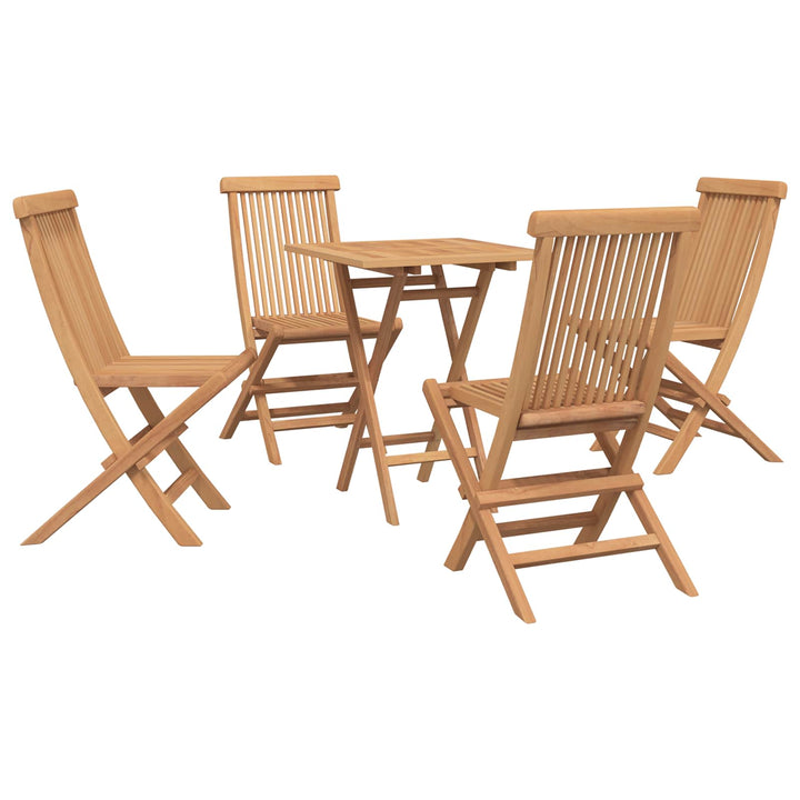 Hopfällbart Trädgårdsmatset 5 Pcs Naturfärg Massivt Teakträ