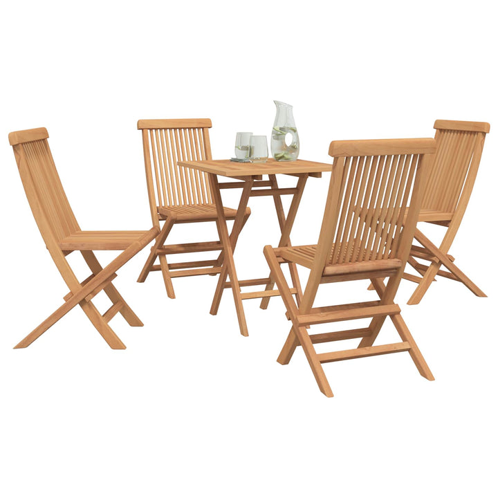 Hopfällbart Trädgårdsmatset 5 Pcs Naturfärg Massivt Teakträ