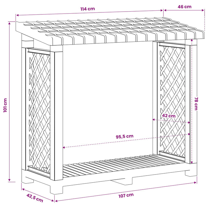 Eldstäder Rack 114 X 46 X 101 Cm Pp Antracit