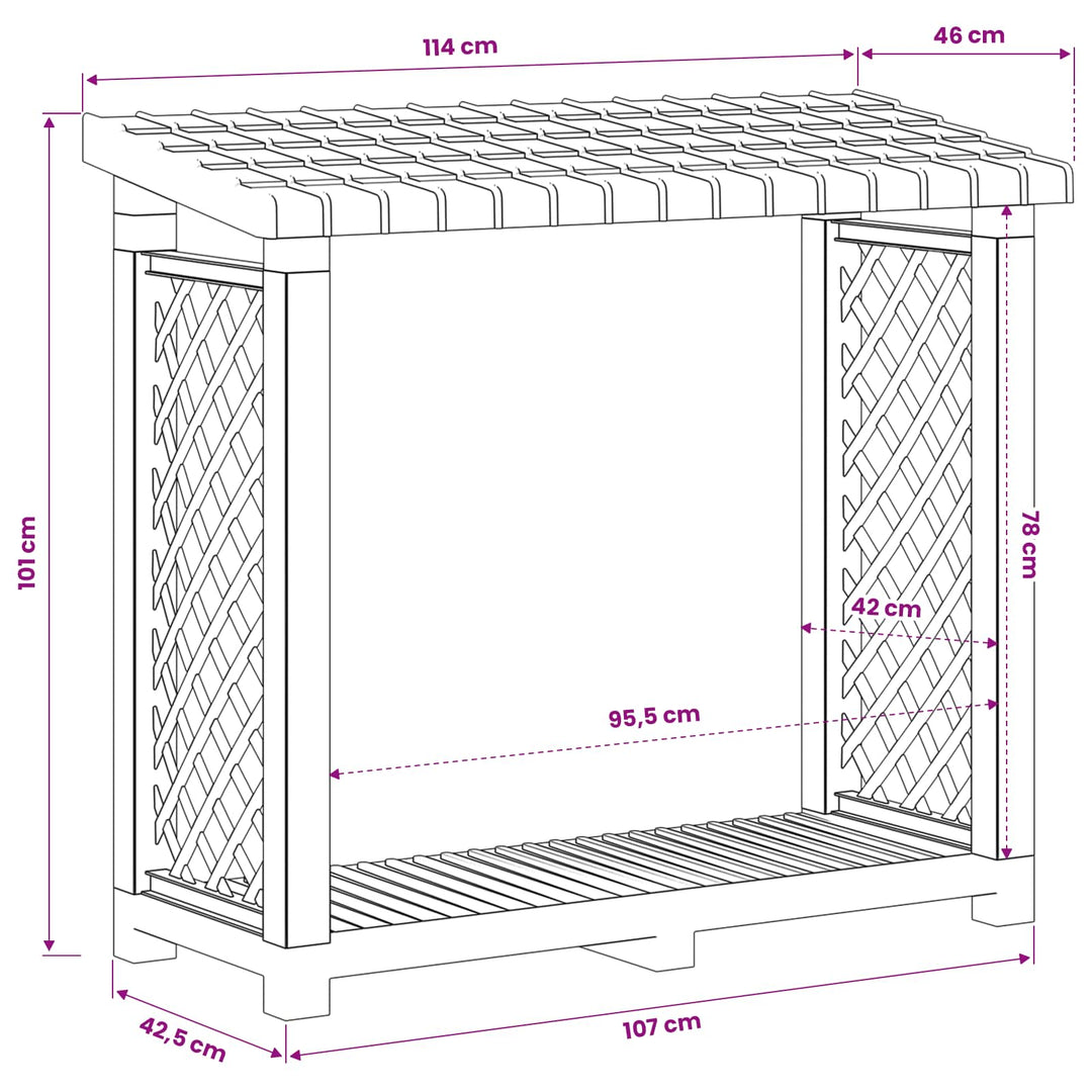 Eldstäder Rack 114 X 46 X 101 Cm Pp Antracit