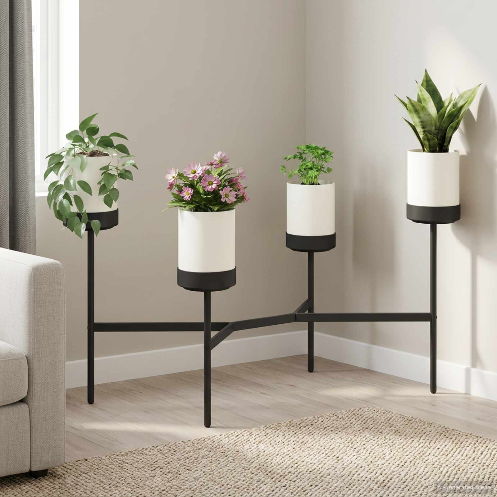Blomställ Vit 125 X 55 X 81 Cm Pp Och Stål