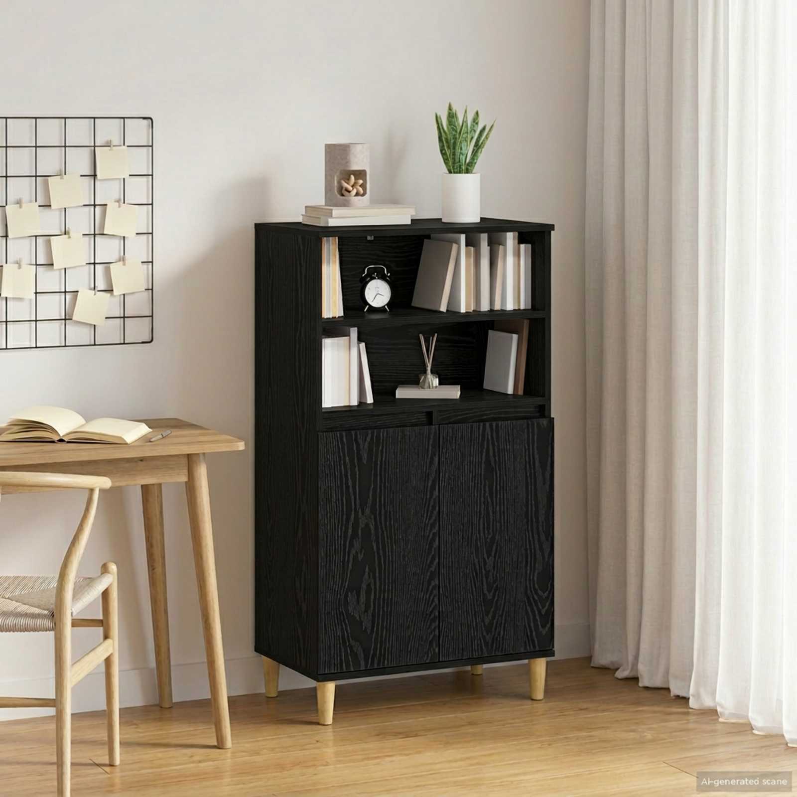 Skåp Svart Ek 60 X 36 X 110 Cm Konstruerat Trä