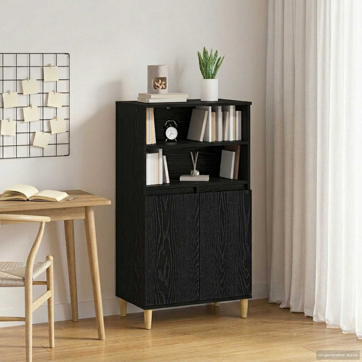 Skåp Svart Ek 60 X 36 X 110 Cm Konstruerat Trä
