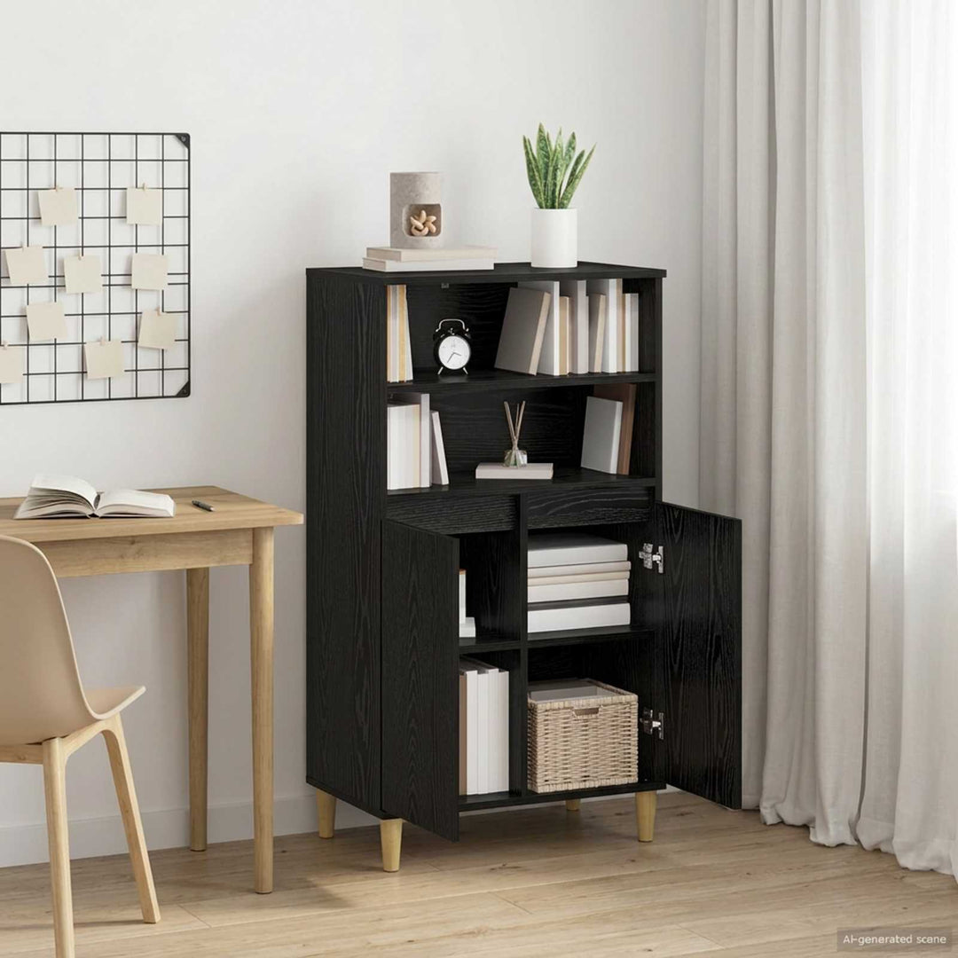 Skåp Svart Ek 60 X 36 X 110 Cm Konstruerat Trä