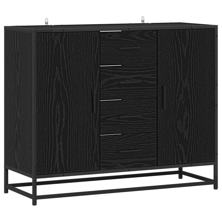 Sideboard Svart Ek 92 X 35 X 76 Cm Konstruerat Trä