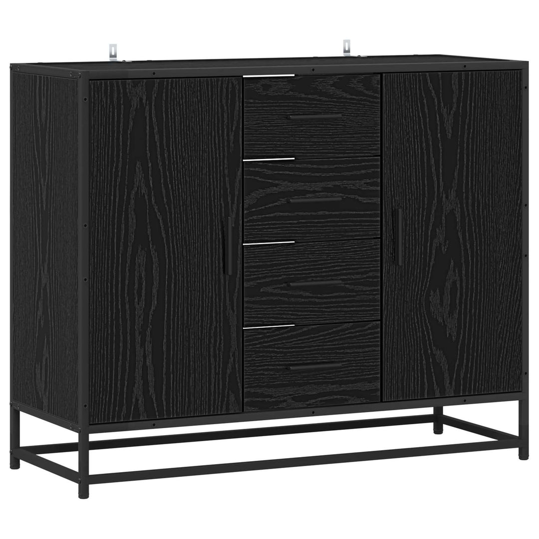 Sideboard Svart Ek 92 X 35 X 76 Cm Konstruerat Trä