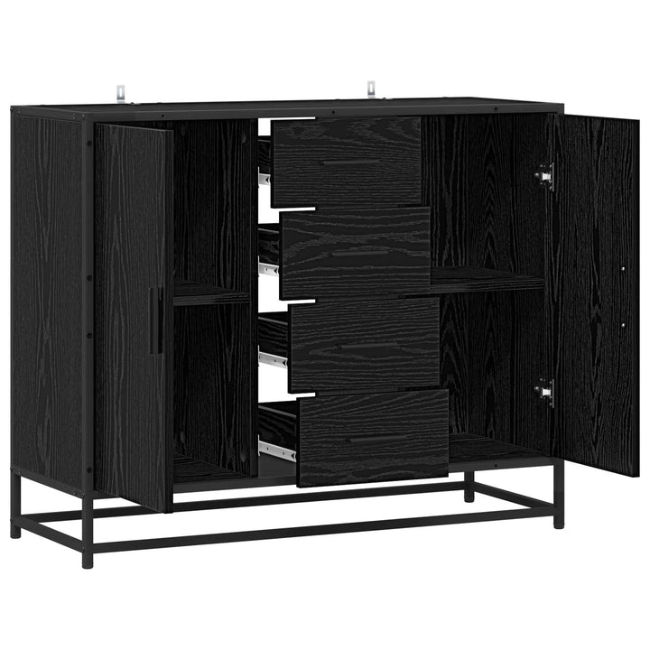 Sideboard Svart Ek 92 X 35 X 76 Cm Konstruerat Trä