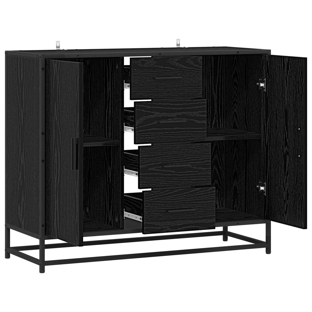 Sideboard Svart Ek 92 X 35 X 76 Cm Konstruerat Trä