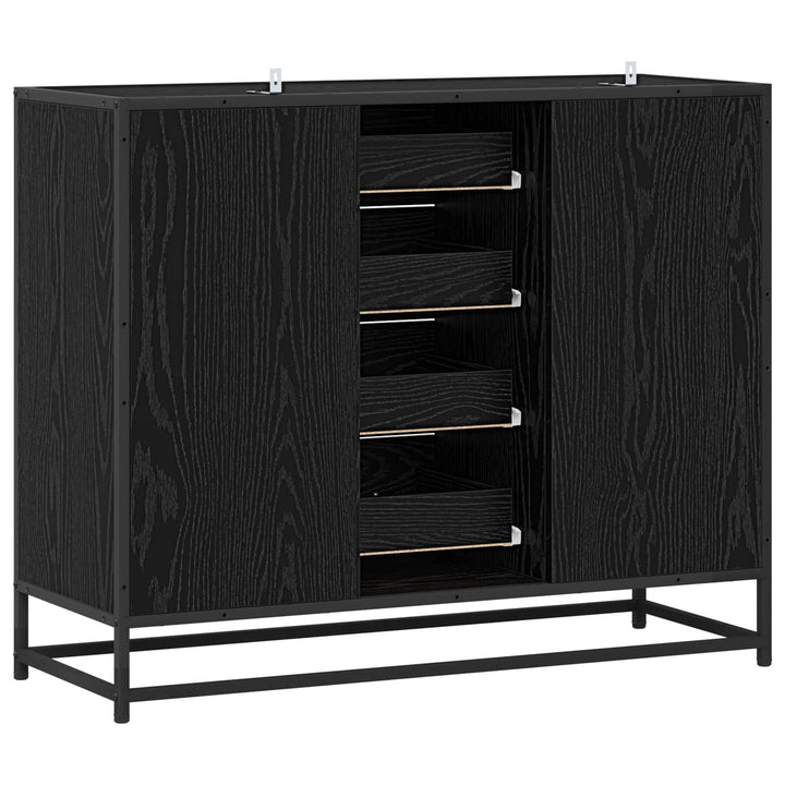 Sideboard Svart Ek 92 X 35 X 76 Cm Konstruerat Trä
