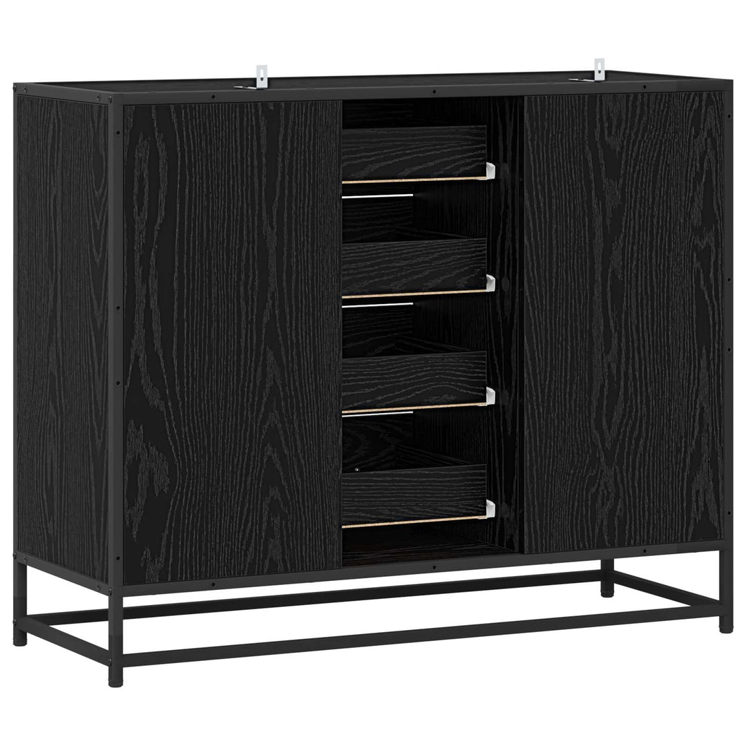Sideboard Svart Ek 92 X 35 X 76 Cm Konstruerat Trä